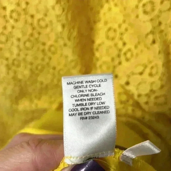 New York & Company Lace Pleated Halter Fit & Flare Dress Size 8 Yellow - Picture 7 of 9